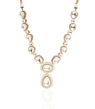 Preeti Mohan-Gold Plated Big Polki Pendants Necklace Set-INDIASPOPUP.COM