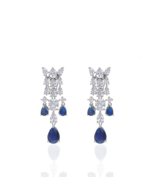 Preeti Mohan-Silver Finish Blue Zircon Necklace Set-INDIASPOPUP.COM