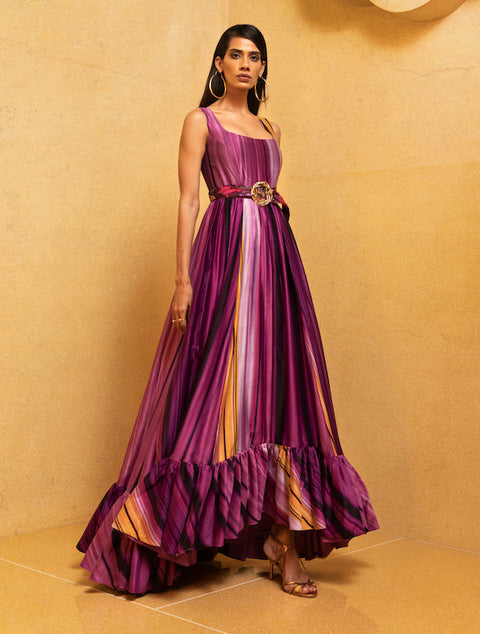 Nikita Mhaisalkar-Berry Stroke Print Maxi Dress-INDIASPOPUP.COM