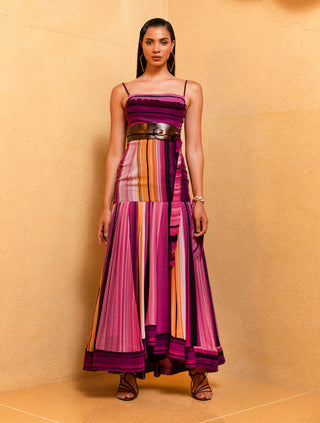 Nikita Mhaisalkar-Berry Stroke Print Top With Skirt-INDIASPOPUP.COM