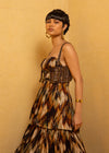 Nikita Mhaisalkar-Sundown Coffee Tube Top Tunic With Skirt And Griddle-INDIASPOPUP.COM