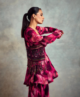 Nikita Mhaisalkar-Trippy Magenta Sharara Set-INDIASPOPUP.COM