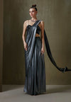 Namrata Joshipura-Silver Wild Iris Sari With Blouse-INDIASPOPUP.COM