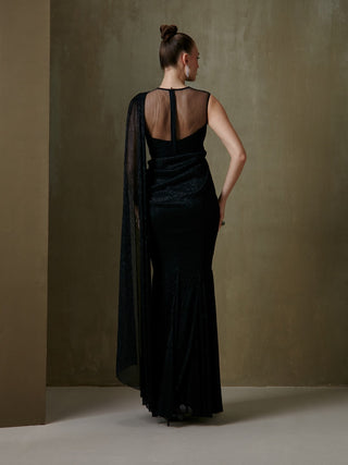 Namrata Joshipura-Black Trinity Drape Sari And Blouse-INDIASPOPUP.COM