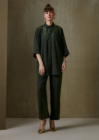 Namrata Joshipura-Olive Crepe Shirt And Pant-INDIASPOPUP.COM