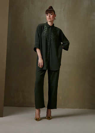 Namrata Joshipura-Olive Crepe Shirt And Pant-INDIASPOPUP.COM