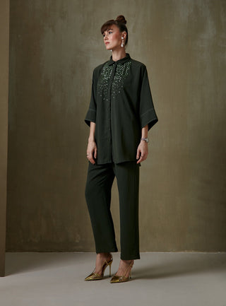 Namrata Joshipura-Olive Crepe Shirt And Pant-INDIASPOPUP.COM