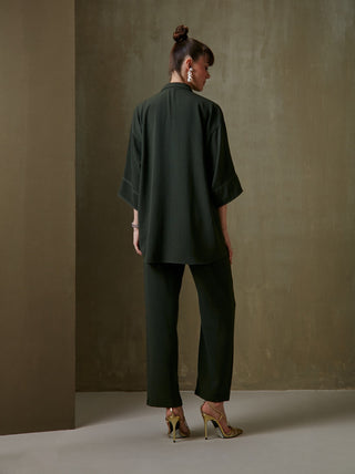 Namrata Joshipura-Olive Crepe Shirt And Pant-INDIASPOPUP.COM