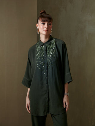 Namrata Joshipura-Olive Crepe Shirt And Pant-INDIASPOPUP.COM