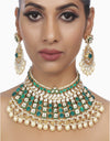 Green Akshara Kundan Necklace Set