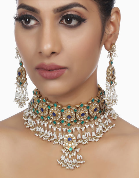 Green & Blue Swara Kundan Necklace