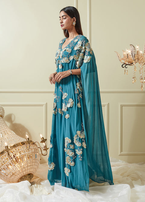 Not So Serious By Pallavi Mohan | Teal Ruksar Kaftan Dress ...