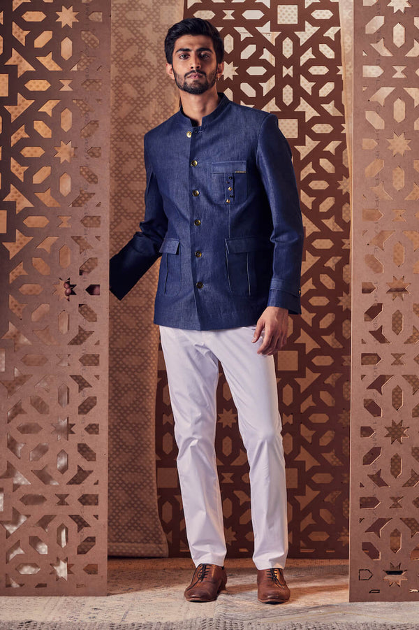 Buy Off White Bandhgala Silk And Jodhpuri Breeches Cotton & Pant Set For  Men by Raghavendra Rathore Jodhpur Online at Aza Fashions.