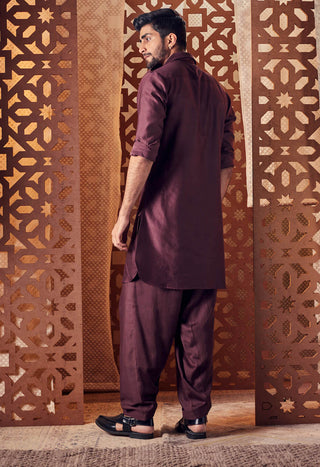 Charkhee-Choco Pathani Kurta With Salwar-INDIASPOPUP.COM