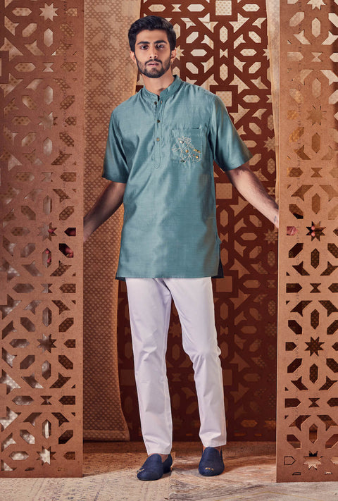 Sage Green Short Kurta With Pant