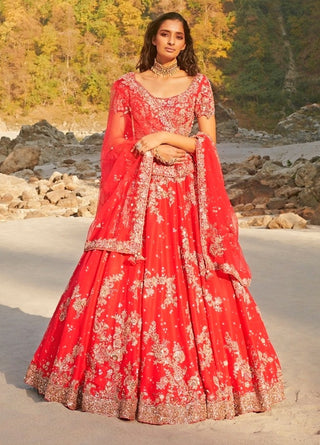 Dolly J-Nyrah Red Lehenga Set-INDIASPOPUP.COM