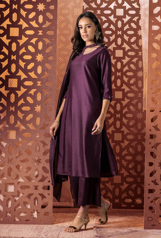 Charkhee-Choco Embroidered Kurta Set-INDIASPOPUP.COM