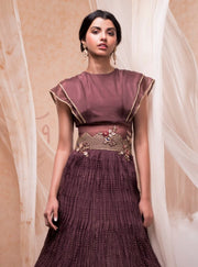 Nadima Saqib - Brown Embroidered Long Gown - INDIASPOPUP.COM
