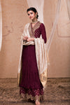 Nadima Saqib - Maroon Embroidered Anarkali Gown - INDIASPOPUP.COM