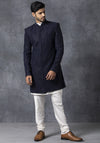 Ankit V Kapoor-Blue Sherwani With Kurta & Churidaar-INDIASPOPUP.COM