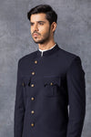 Ankit V Kapoor-Blue Sherwani With Kurta & Churidaar-INDIASPOPUP.COM