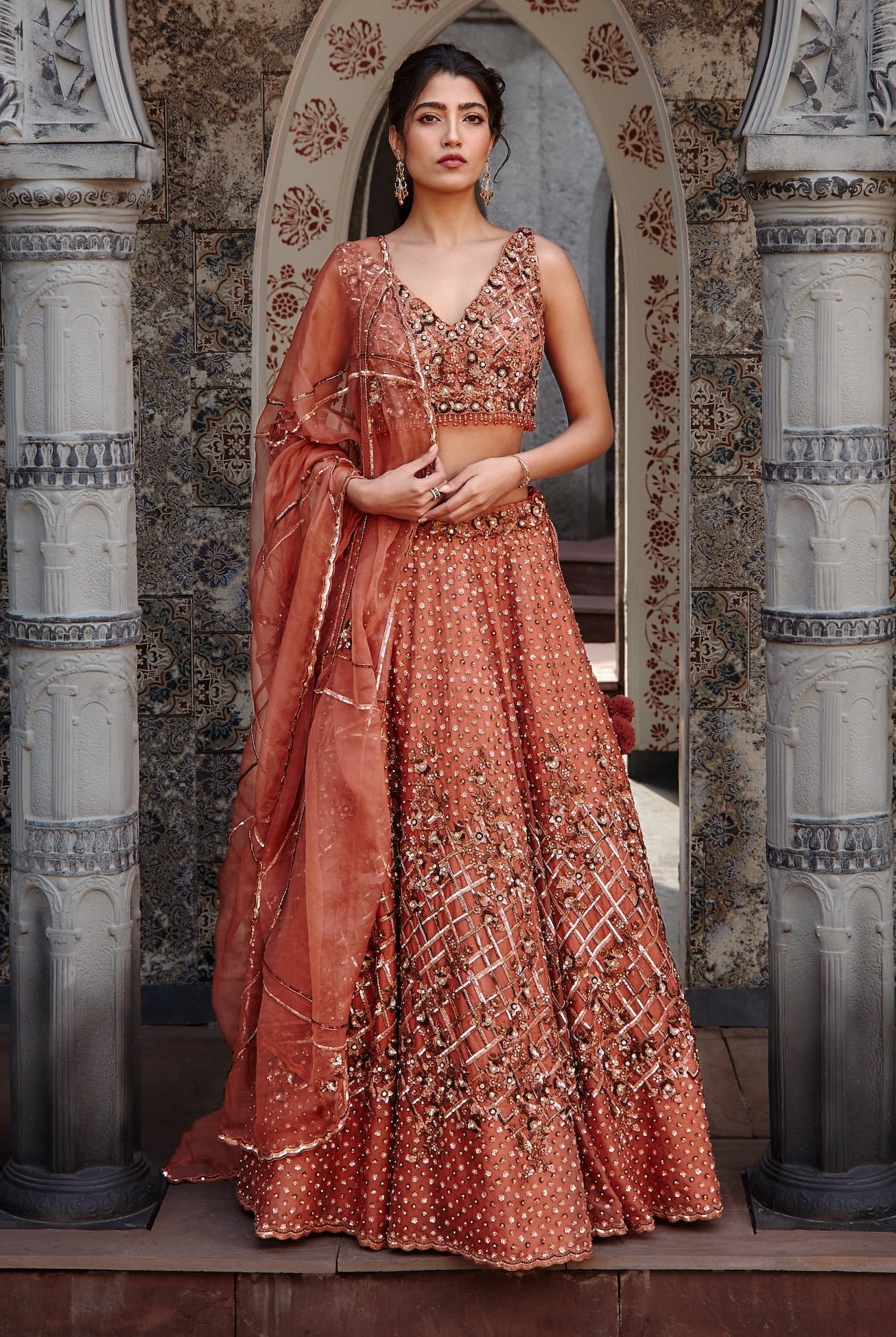 Fall Wedding Guest Copper Dresses For Wedding Copper Lehenga Choli Set XL Fall Wedding Guest Copper Dresses For Wedding Copper Lehenga Choli Set XL