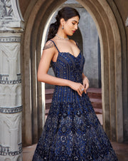 Nitika Gujral-Navy Tulle Gown-INDIASPOPUP.COM