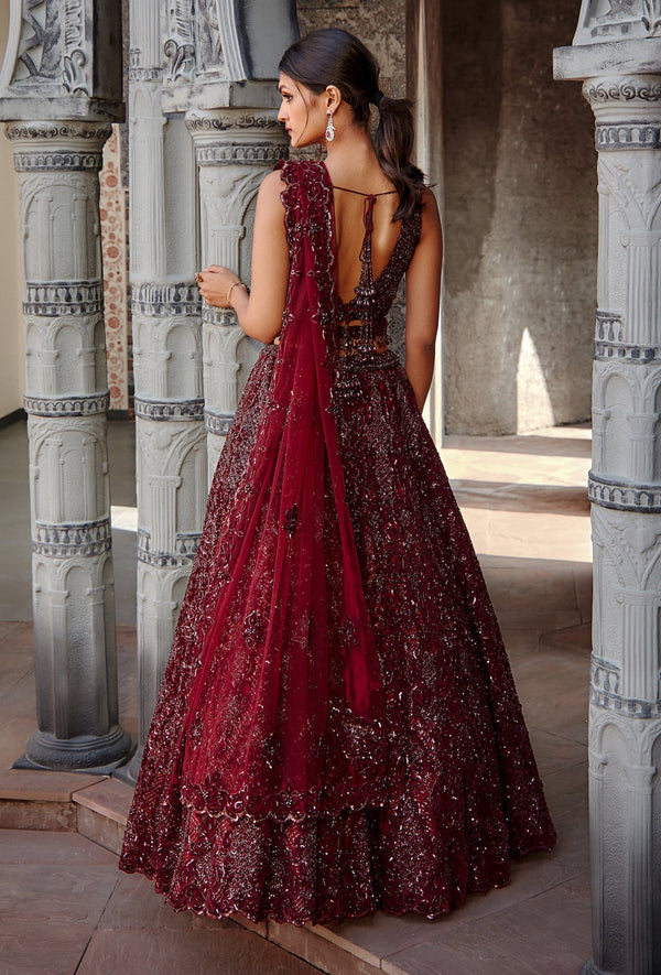 Deep Wine Designer Navratra Special Party Wear Lehenga Choli