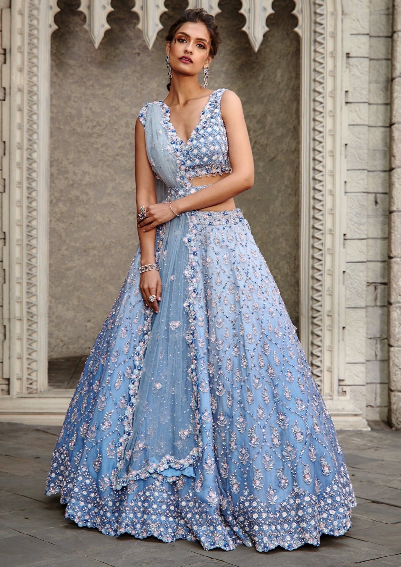 organza dress lehenga Orange sequins organza party lehenga set choli with dupatta with dupatta