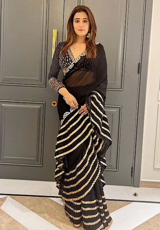 Black Embroidered Saree And Blouse