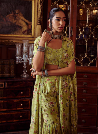 Kalista-Reyhana Pista Green Gharara Set-INDIASPOPUP.COM