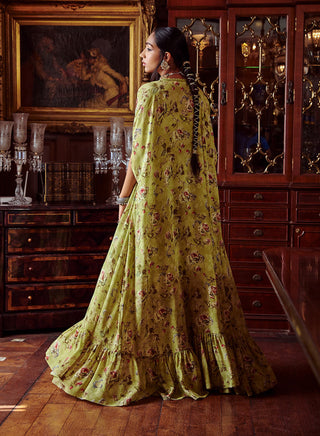 Kalista-Reyhana Pista Green Gharara Set-INDIASPOPUP.COM