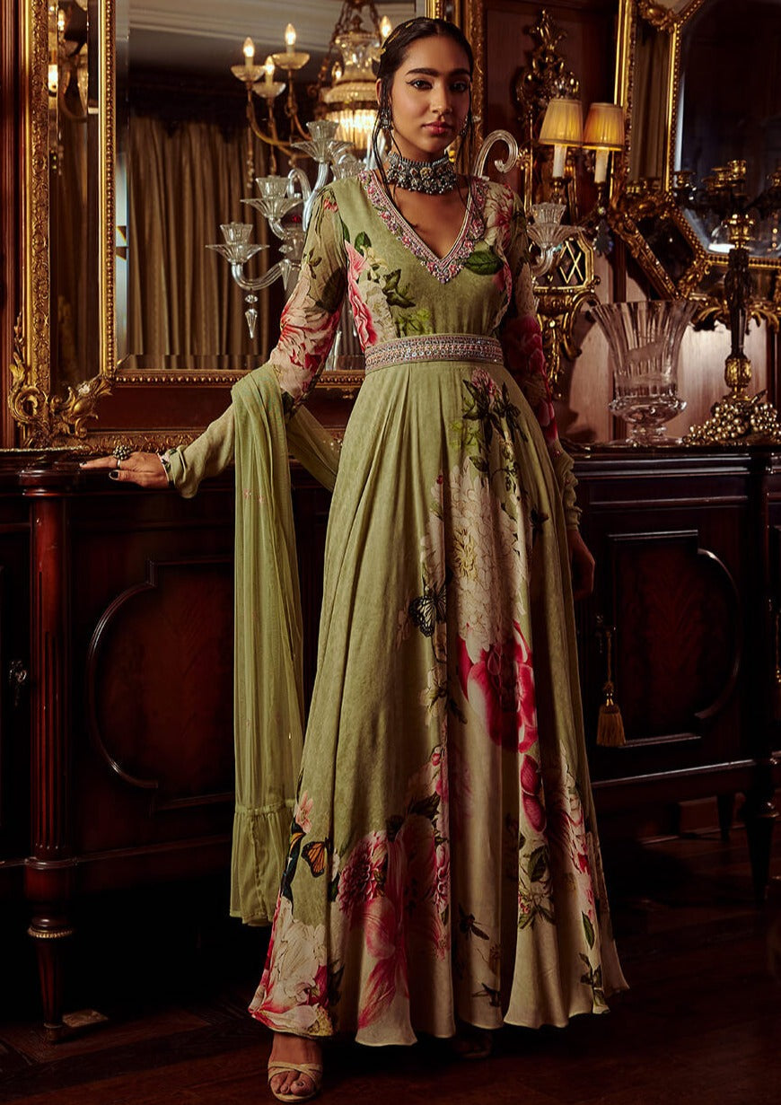 Kalista | Maysa Pista Green Anarkali Set | INDIASPOPUP.COM S Kalista | Maysa Pista Green Anarkali Set | INDIASPOPUP.COM S