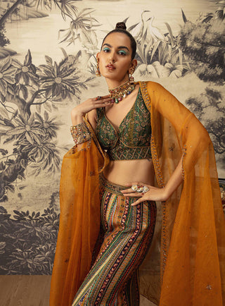 Kalista-Green Embroidered Sharara Set-INDIASPOPUP.COM