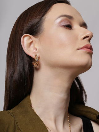 Outhouse-Orion Gold Crescent Hoop Earrings-INDIASPOPUP.COM