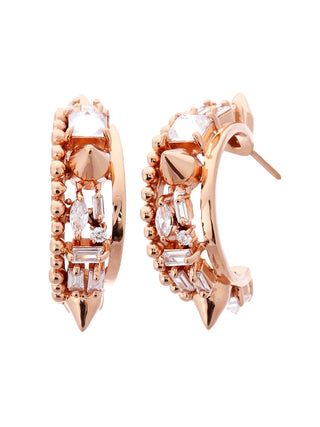 Outhouse-Orion Rose Gold Crescent Hoop Earrings-INDIASPOPUP.COM