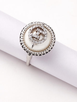 Outhouse-Oh Crystal Nova Monogram Ring-INDIASPOPUP.COM