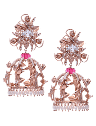 Outhouse-Coronet Rose Danglers-INDIASPOPUP.COM