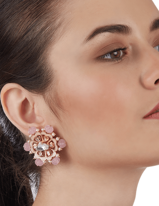 Outhouse-Fluora Eternite Blush Ear Studs-INDIASPOPUP.COM