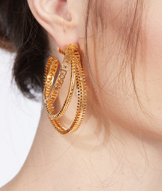 Outhouse-Myriad Twisted Pearl Hoops-INDIASPOPUP.COM