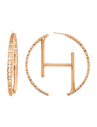 Outhouse-O.H Monogram Hoop Earrings-INDIASPOPUP.COM