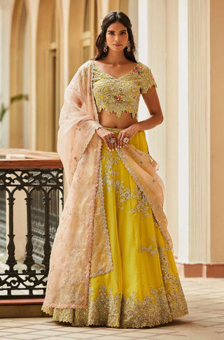 Yellow Nargis Embroidered Lehenga Set