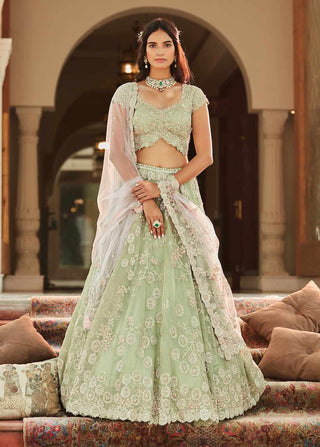 Mint Embroidered Lehenga Set