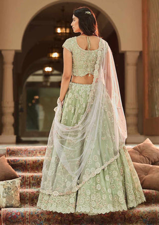 Mint Embroidered Lehenga Set