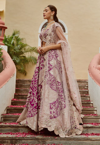 Osaa By Adarsh-Purple Bridal Lehenga Set-INDIASPOPUP.COM