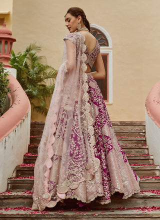 Osaa By Adarsh-Purple Bridal Lehenga Set-INDIASPOPUP.COM