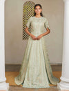 Osaa By Adarsh-Pastel Green Embroidered Layered Gown-INDIASPOPUP.COM