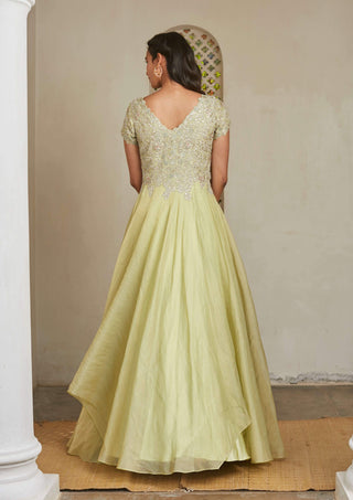 Osaa By Adarsh-Mist Green Embroidered Gown-INDIASPOPUP.COM