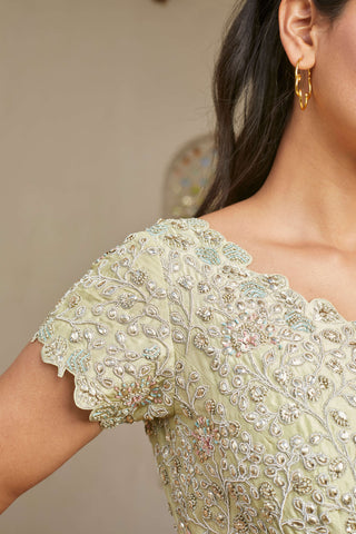 Osaa By Adarsh-Mist Green Embroidered Gown-INDIASPOPUP.COM