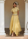 Osaa By Adarsh-Yellow Embroidered Crop Top And Skirt-INDIASPOPUP.COM